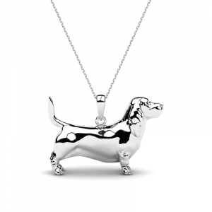 Naszyjnik srebrny pies basset hound