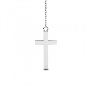 Naszyjnik z białego złota krawatka zwisający krzyż