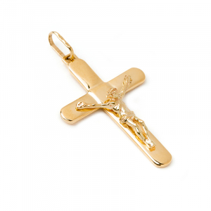 Krzyż złoty klasyczny z Panem Jezusem grawer