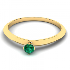 Pierścionek złoty zielona cyrkonia 3mm 