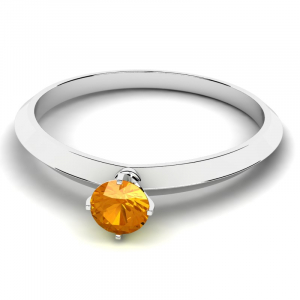 Pierścionek białe złoto cyrkonia 4mm pomarańcz 14k