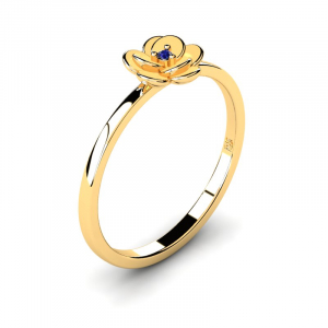 8k yellow gold flower ring with zirconia
