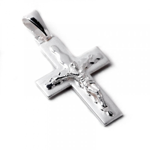 Krzyż srebrny satynowany z panem jezusem