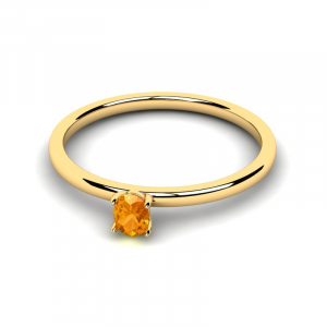 Pierścionek złoty z pomarańczową cyrkonią 4x3mm 