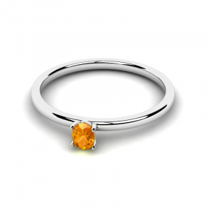 Pierścionek białe złoto cyrkonia pomarańcz 4x3mm
