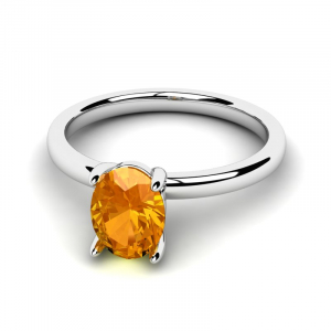 Pierścionek białe złoto cyrkonia pomarańcz 8x6mm