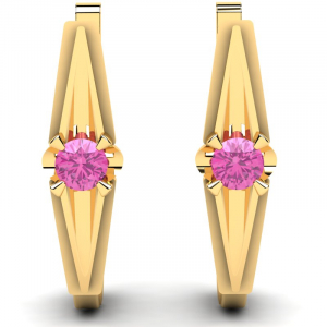 Kolczyki złote z różowymi cyrkoniami 4mm 