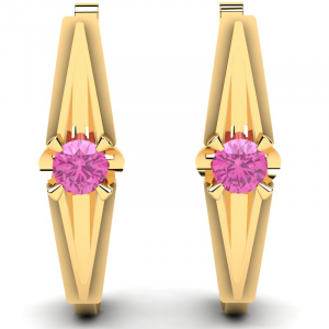 Kolczyki złote z różowymi cyrkoniami 5mm