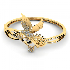 Bransoletka złota ptak z cyrkoniami