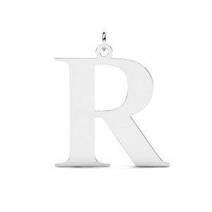 Wisiorek z białego złota duża litera R mono grawer