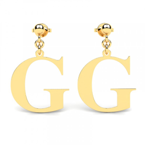 Kolczyki złote duże litery G mono grawer