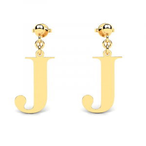 Kolczyki złote duże litery J mono grawer