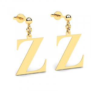 Kolczyki złote duże litery Z mono grawer