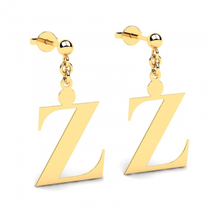 Kolczyki złote duże litery Ż mono grawer
