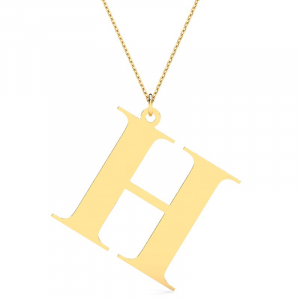 Naszyjnik złoty duża litera H mono grawer
