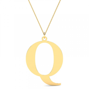 Naszyjnik złoty duża litera Q mono grawer