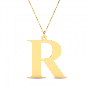 Naszyjnik złoty duża litera R mono grawer