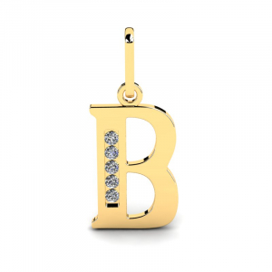 Wisiorek złoty literka B z brylantami