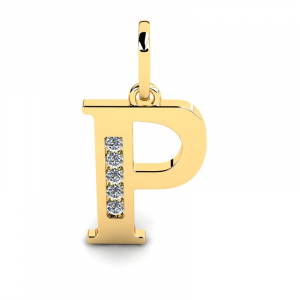Wisiorek złoty literka P z brylantami
