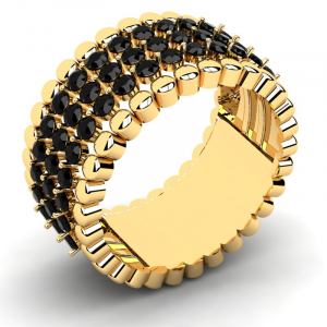 Pierścionek złoty obrączka czarne brylanty