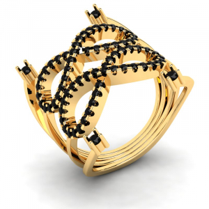 Pierścionek złoty infinity czarne brylanty