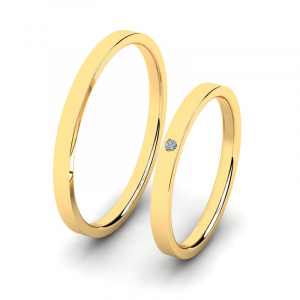 Classic yellow gold wedding rings with zirconia