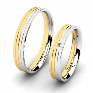 Obrączki ślubne z białego i żółtego złota