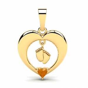 Wisiorek złoty serce z cytrynową cyrkonią 14kr