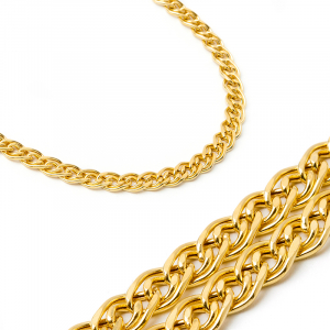 14k yellow gold double parallel curb chain