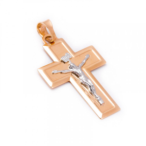 Klasyczny krzyż złoty na komunię chrzest grawer