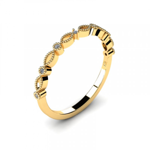 Delikatny pierścionek złoty ażurowy z cyrkoniami