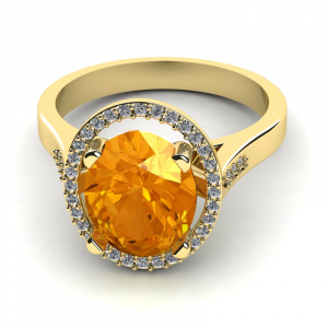 Pierścionek złoty z pomarańczową cyrkonią