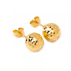 Kolczyki złote diamentowane kuleczki 14kr