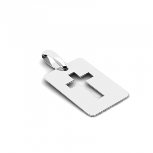 Krzyżyk srebrny blaszka z krzyżem grawer
