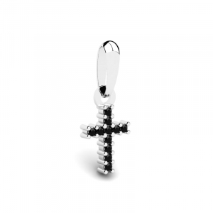 Krzyżyk srebrny z czarnymi cyrkoniami
