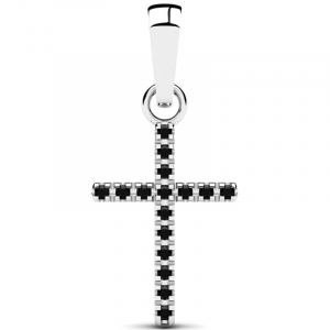 Krzyżyk srebrny czarnymi cyrkoniami 