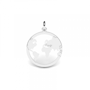 Wisiorek srebrny koło mapa świata