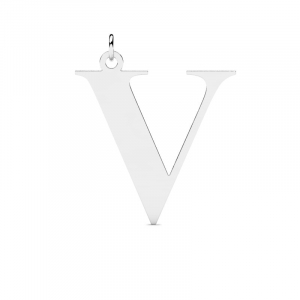 Wisiorek srebrny duża litera V mono grawer