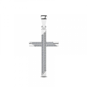 Krzyż srebrny duży z cyrkoniami 
