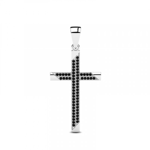 Krzyż srebrny z czarnymi cyrkoniami 