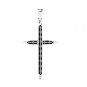 Krzyż srebrny 45mm czarne cyrkonie