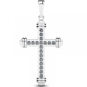 Krzyż srebrny błyszczący z cyrkoniami