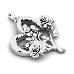 Wisiorek srebrny serce z różami 35mm