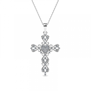 Naszyjnik srebrny krzyż z cyrkoniami