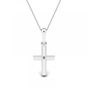 Naszyjnik srebrny krzyż z cyrkonią
