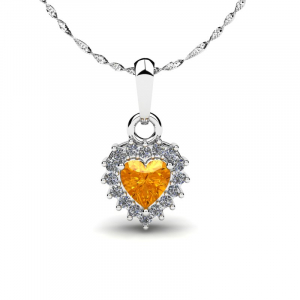 Naszyjnik srebrny pomarańczowe serce