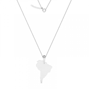 Naszyjnik srebrny mapa Ameryka Południowa