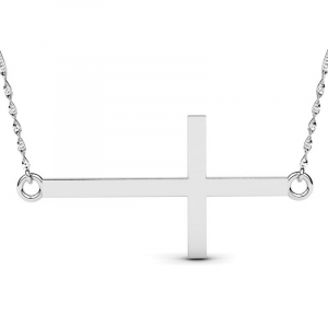 Naszyjnik srebrny z dużym krzyżem grawer