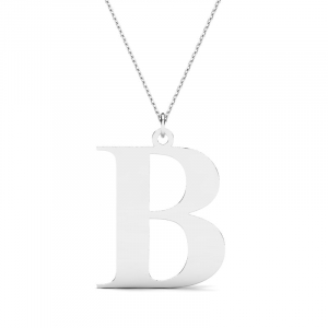 Naszyjnik srebrny duża litera B mono
