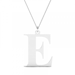 Naszyjnik srebrny duża litera E mono